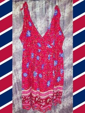 Unknown brand Red/Multicolor Floral Print Soft Woven Summer Dress Sz 1X(14/16)